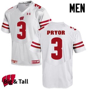 Men's Wisconsin Badgers NCAA #3 Kendric Pryor White Authentic Under Armour Big & Tall Stitched College Football Jersey YI31S11LZ